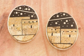 Calvin Begay Starry Night in the Pueblo Post Earrings